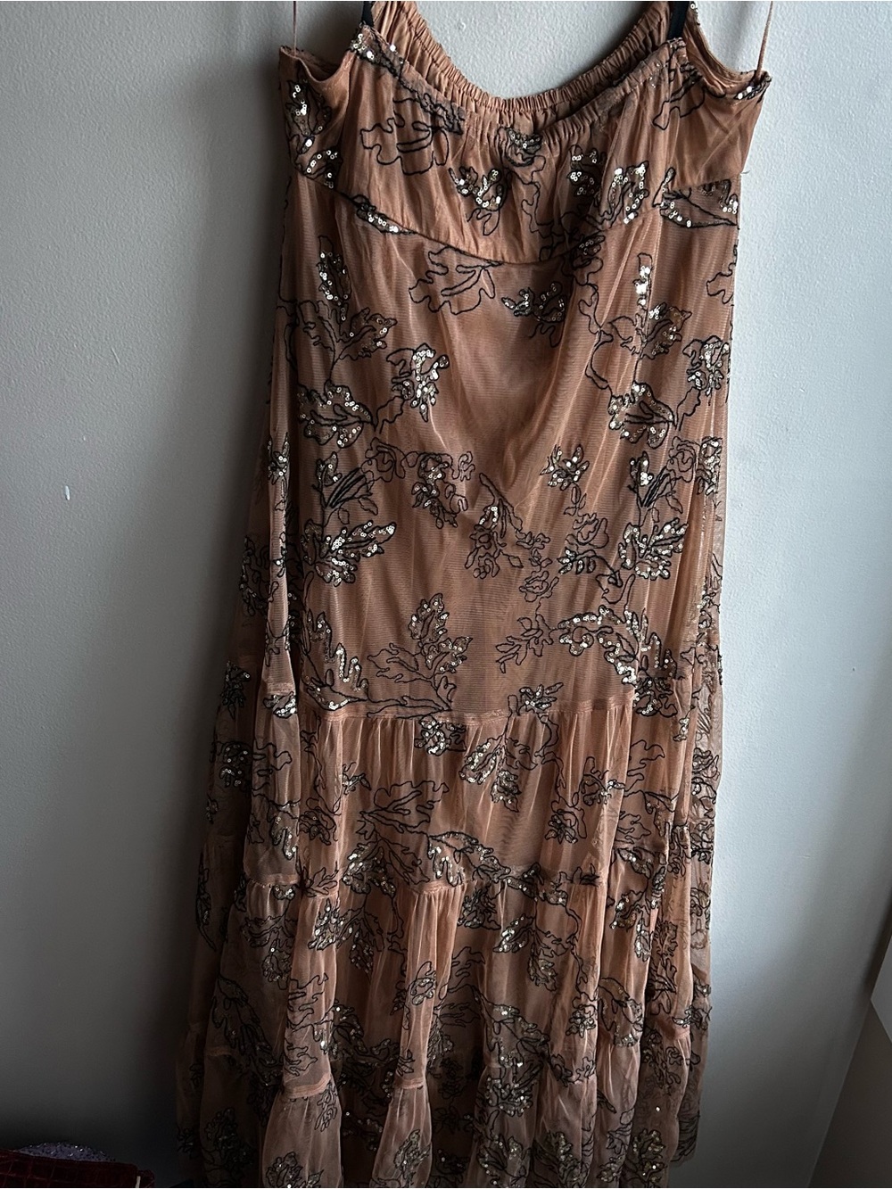 Anthropologie Beaded Tiered Maxi Dress in Rust - Picture 5 of 6